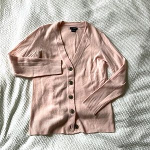 Lt Pink 100% Cashmere Long Cardigan - M